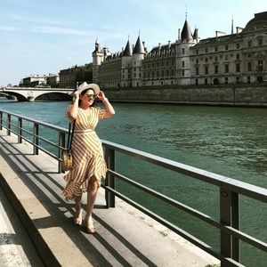 Topshop - Stripped ruffle midi dress